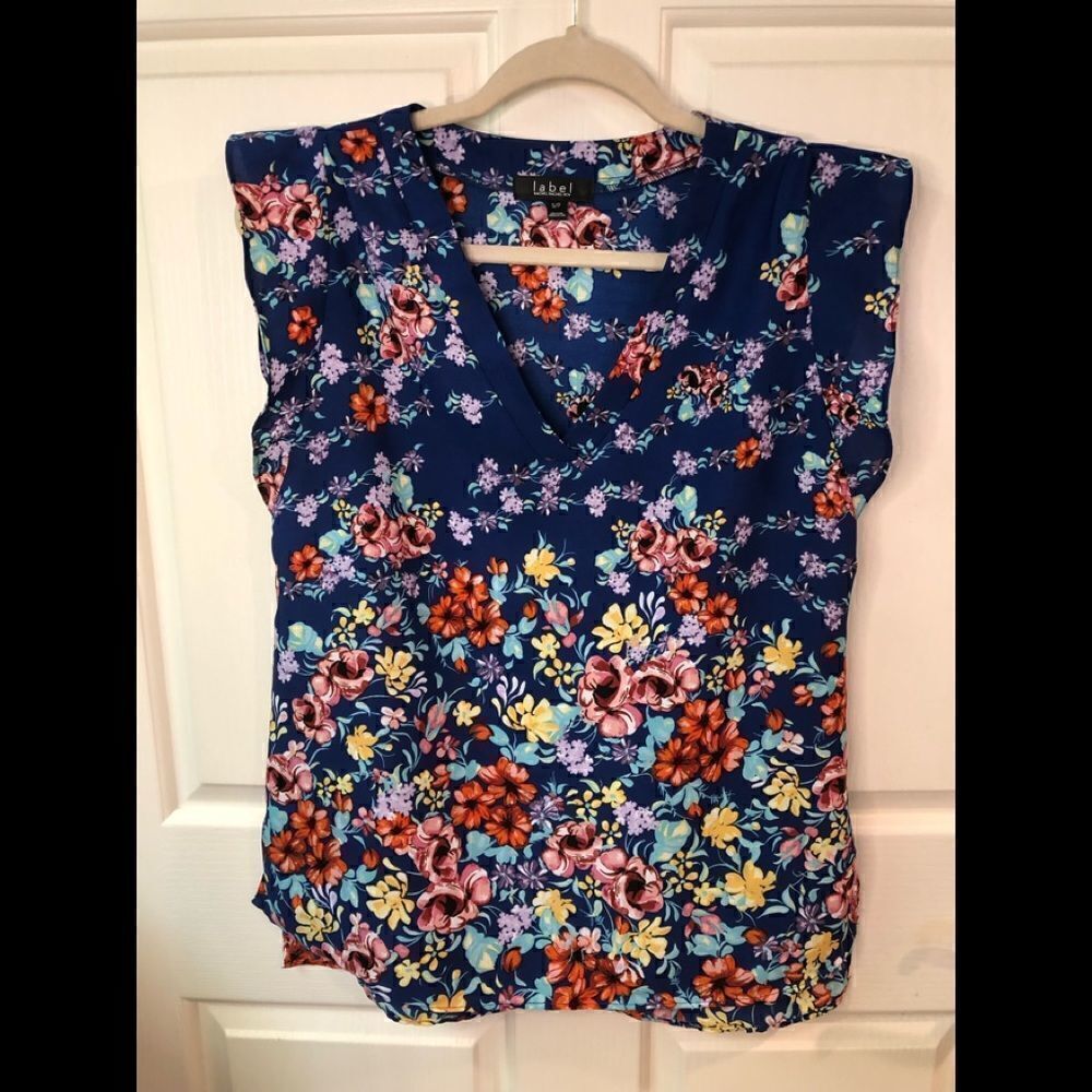 RACHEL Rachel Roy floral blouse with flutter sleeves